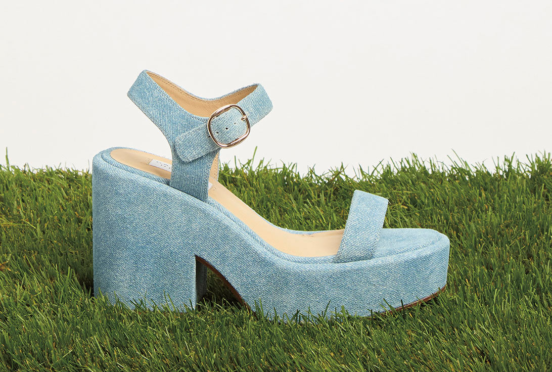 Iman Platform Sandal in Light Blue Suede Denim – Gabriela Hearst