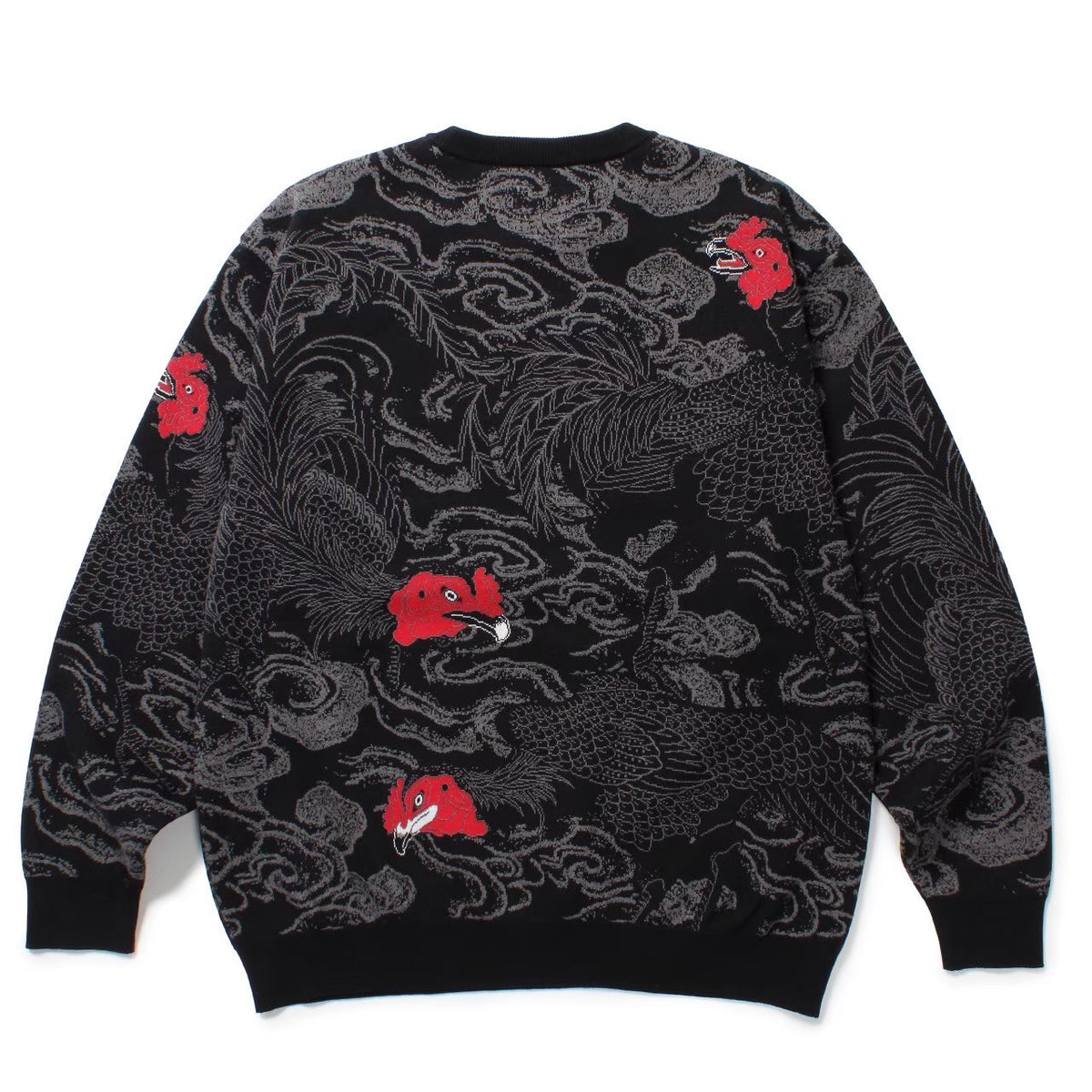 GAKKIN × BUDSPOOL 渦軍鶏 COTTON KNIT JACQUARD SWEATER BLACK – GXX
