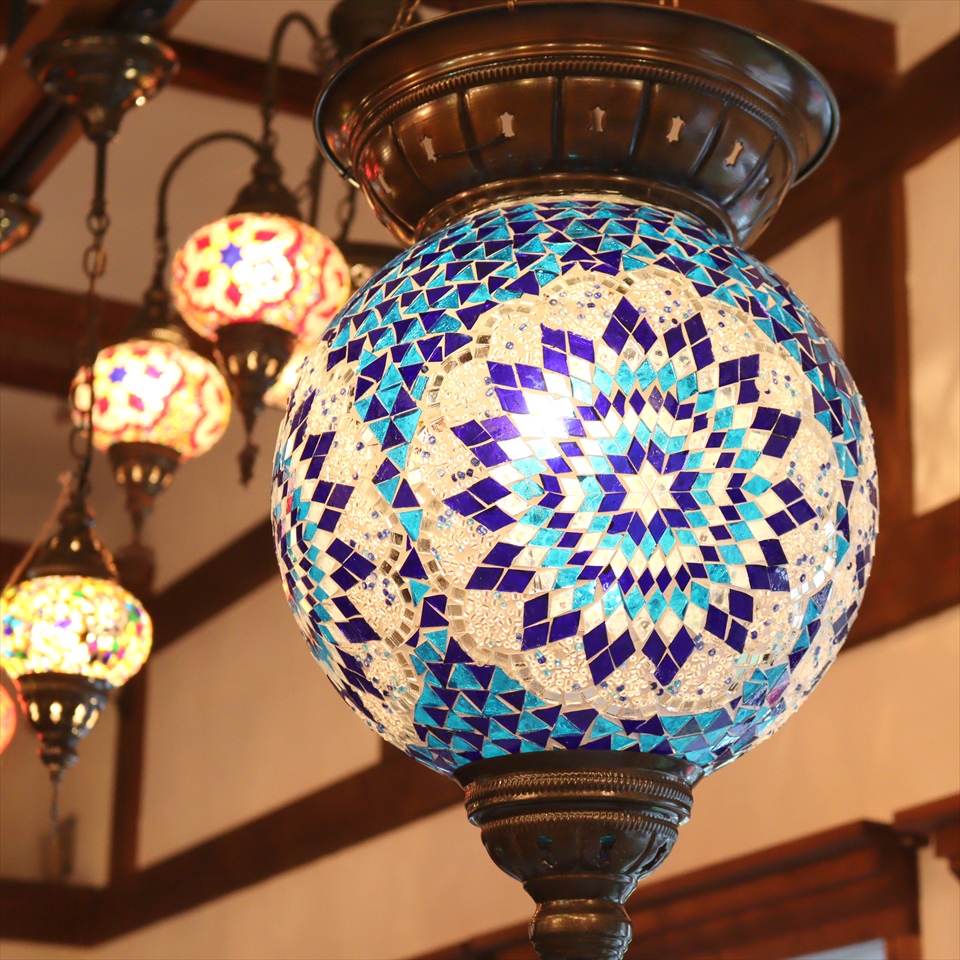 トルコランプ モザイクランプ 直径30cm 全高98cm ボール型 大型