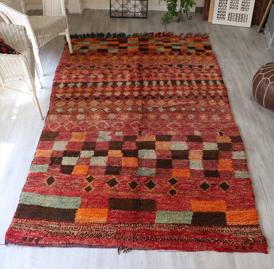 モロッコラグ Morocco Berber rug オールドカーペット エリアラグ266
