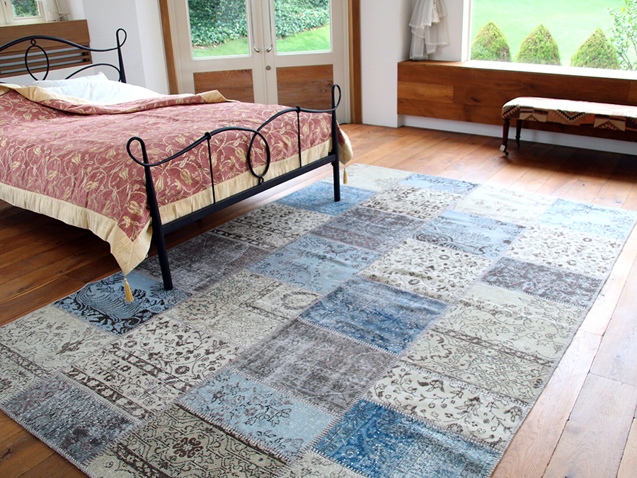 リサイクル・パッチワークラグ303×200cm アイボリーベージュ・ペール