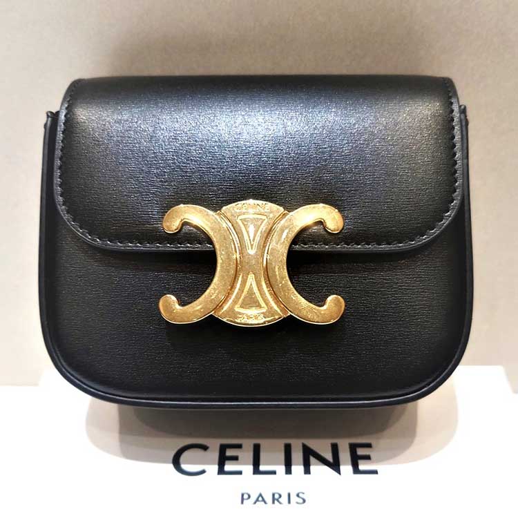セリーヌ ミニ クロード ブラック シャイニーカーフスキン 10I513DPV