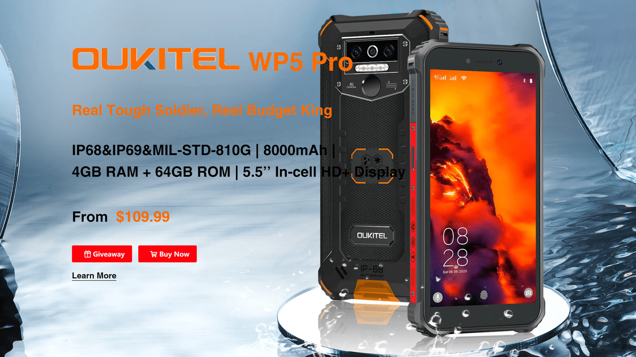 OUKITEL WP5 Proのスペックまとめ！8,000mAhバッテリー搭載タフネス系