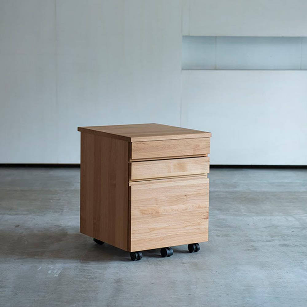 天然木アルダー無垢材 ワゴン 幅41.5 奥行46 高さ56.3cm ナチュラル