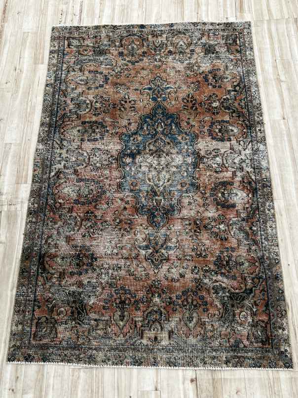 オーバーダイラグ 226×143cm 手織り ブラウン グレー (OV-0028