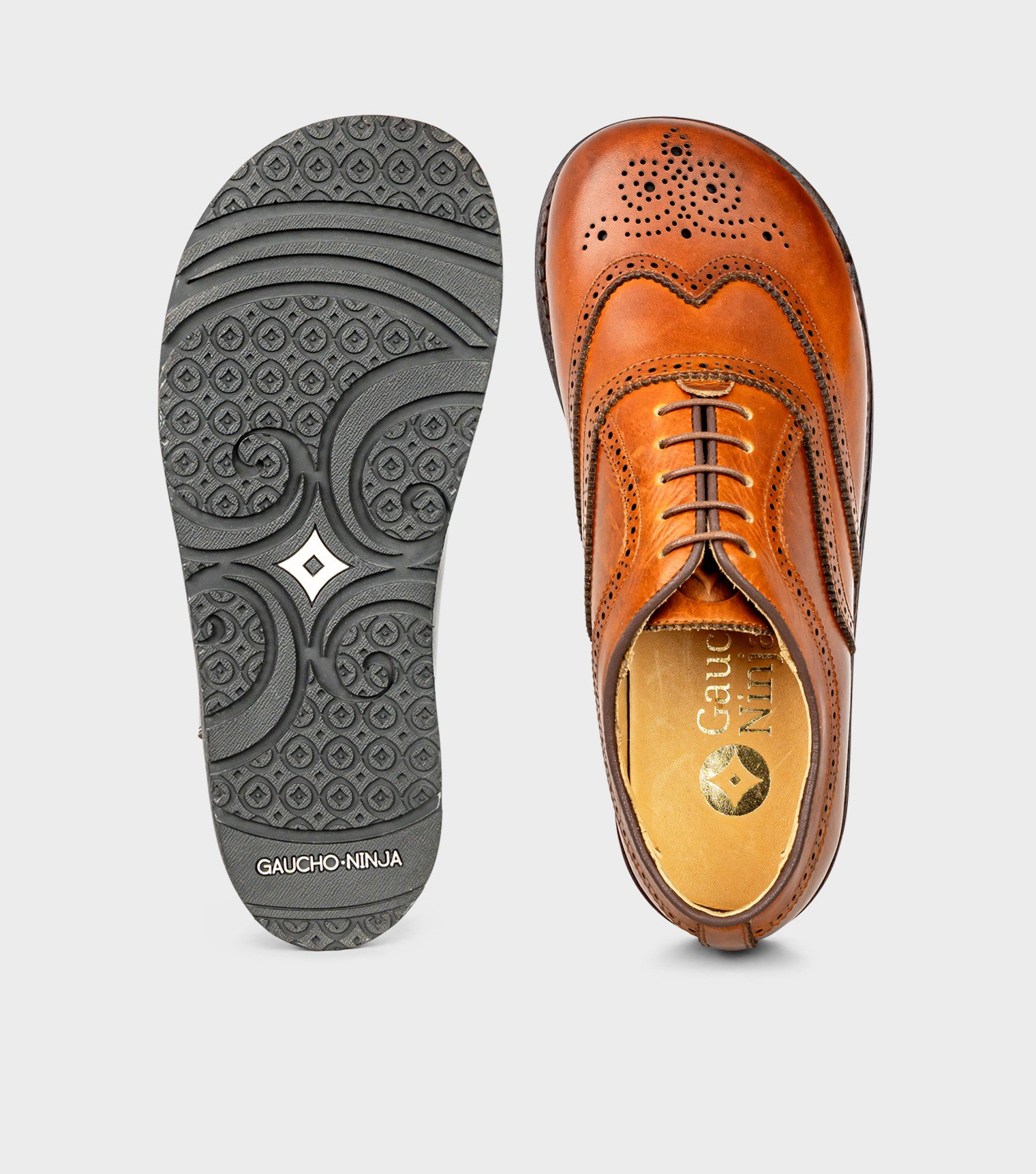 Goodyear Welted Barefoot Brogue Shoes Chestnut Brown | Gaucho Ninja