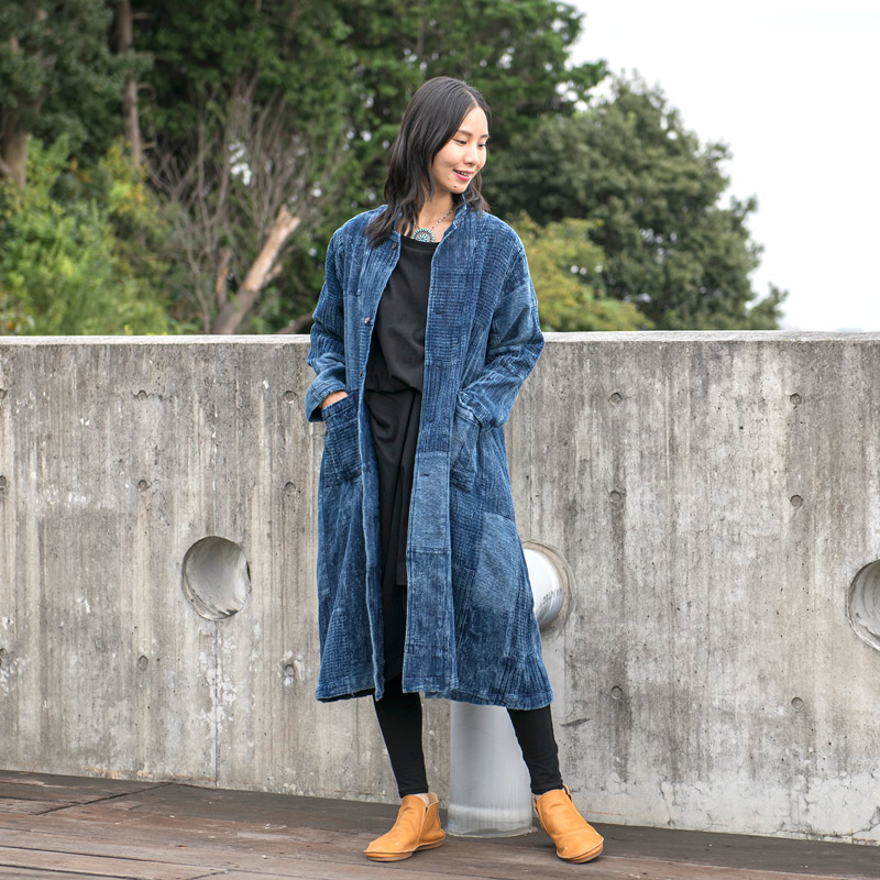 コットンパッチ藍染めコート｜マライカ公式通販