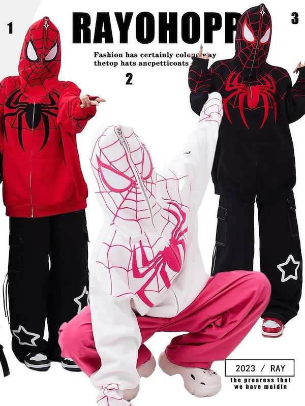 Qoo10] スパイダーマン 長袖パーカー 男女兼用