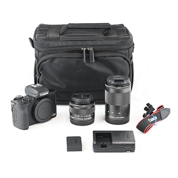 キヤノン ミラーレス一眼カメラ EOS KISS M2 ブラック ダブルズーム