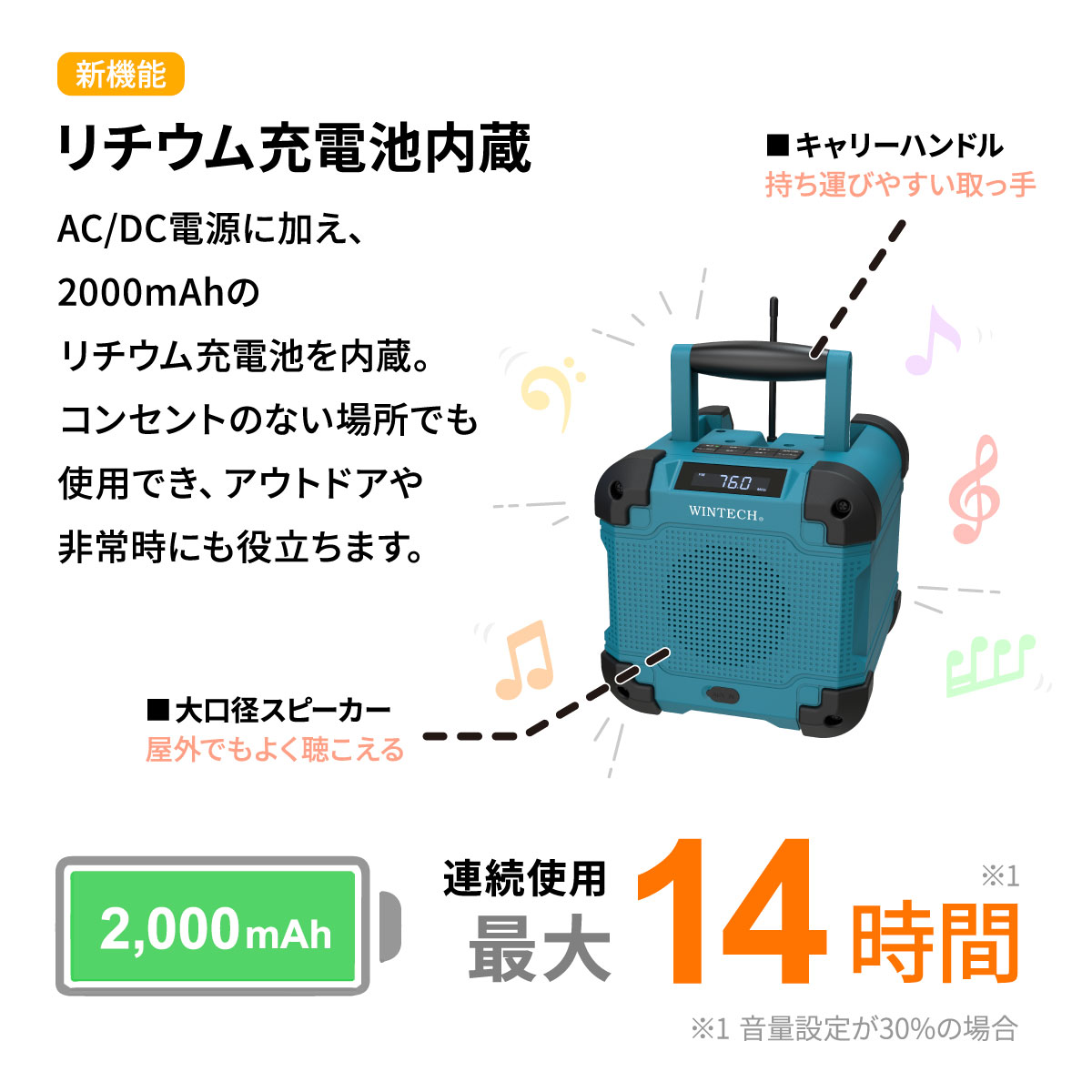 防滴防塵現場ラジオ GBR-6EBT│身近な優れものショップ