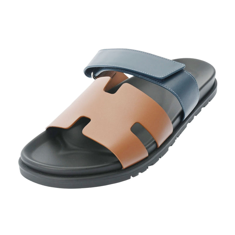 エルメスシプレ サイズ43.5 ゴールド/ブルーセレステ/黒 メンズ カーフ