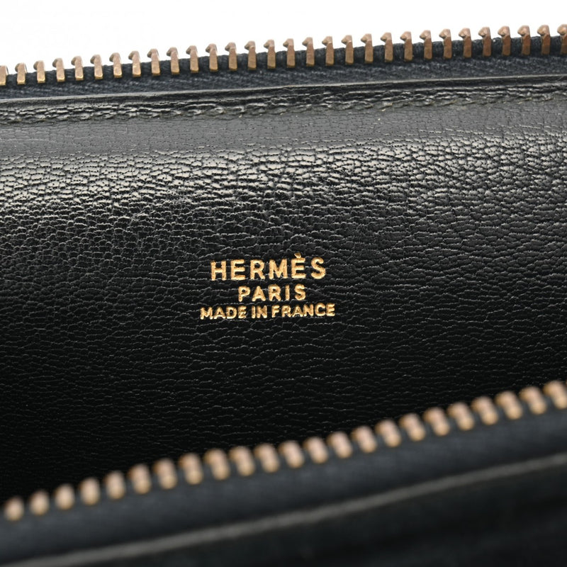 エルメス プレジデント 黒/緑/茶 ○R刻印(1988年頃) 刻印 メンズ