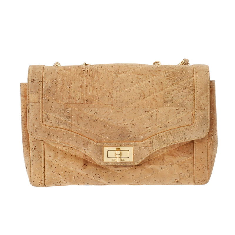 シャネル 2.55 チェーンショルダー コルク ベージュ レディース レザー