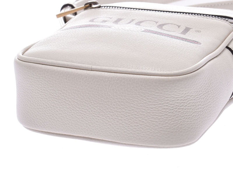 グッチ プリント ショルダーバッグ 白 G金具 メンズ レディース レザー