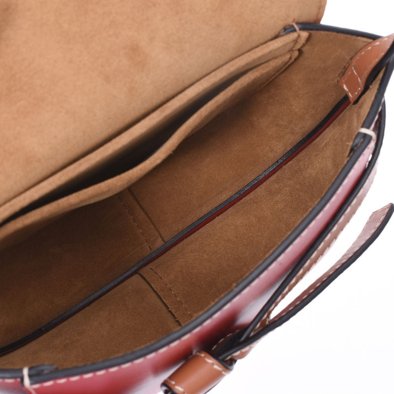 ロエベゲートミニ 赤/ボルドー/茶 レディース カーフ ショルダーバッグ