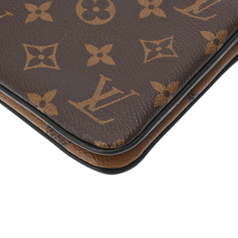 ルイヴィトンポシェットドゥーブルジップ 14145 ブラウン レディース