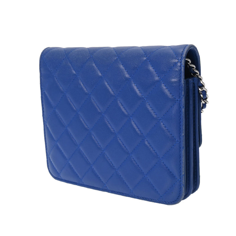 シャネルチェーンウォレット 42976 青 シルバー金具 レディース