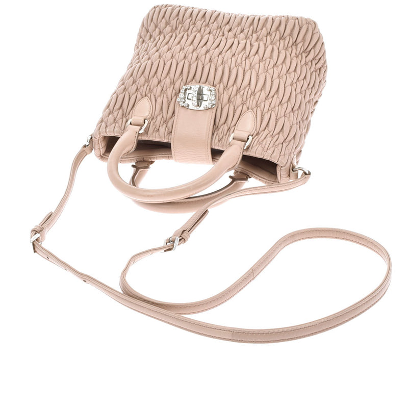 ミュウミュウマテラッセ 2WAY ビジューストラップ ピンクベージュ系