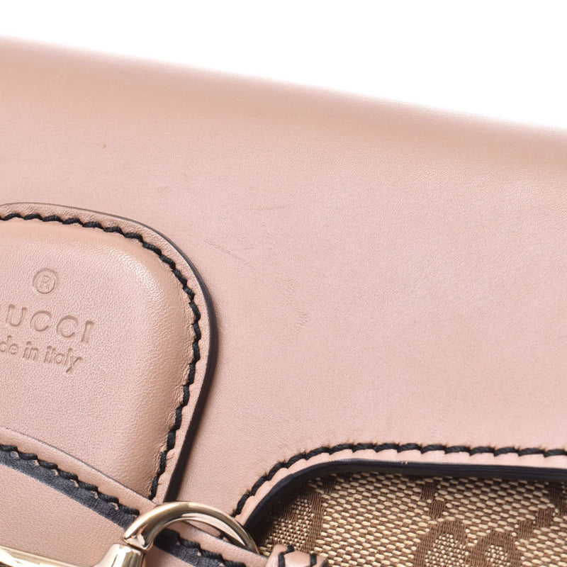 グッチエミリー チェーンショルダーバッグ ベージュ系 シルバー金具