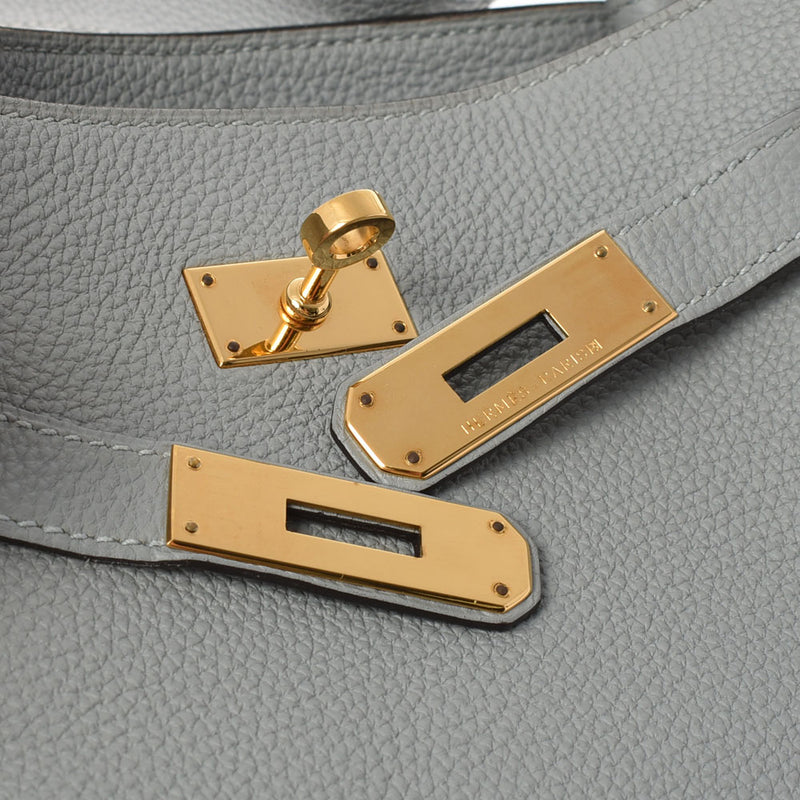 エルメスソーケリー 22 セミショルダー ブルーグラシエ ゴールド金具 T