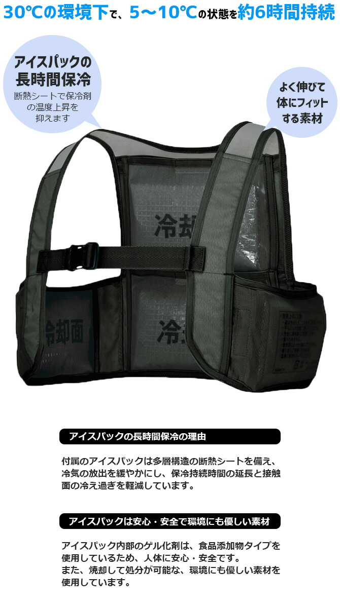 作業服 アイスベスト (アイスパック4個付) 保冷ベスト クール