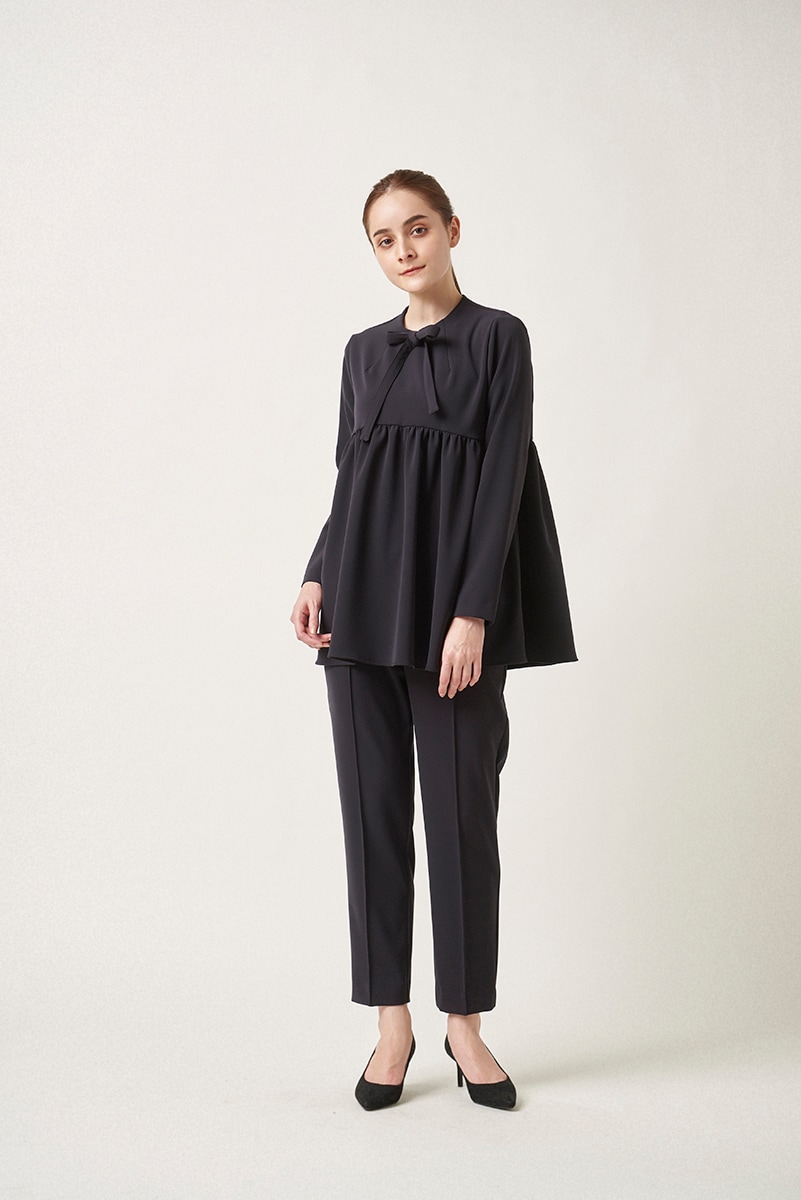 きち⭐︎ヨリ yori セレモニーリボンパフブラウス 長袖 ボウタイ 38