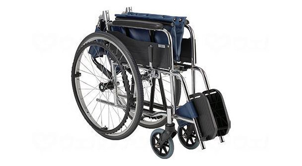 自走式スチール製車椅子EX-11KGS 背折れ 座幅42cm ノーパンクタイヤ