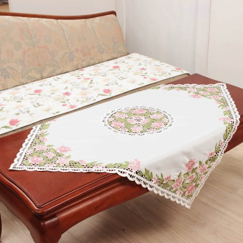 高密度カラー刺繍 テーブルクロス 約85×85cm [Almente]｜インテリア