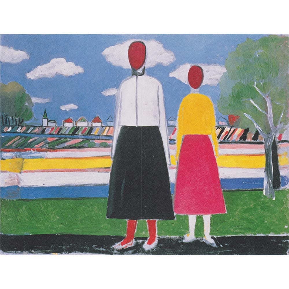 風景の中の2人の女性 【8号】 カジミール・マレーヴィチ 【 額縁が