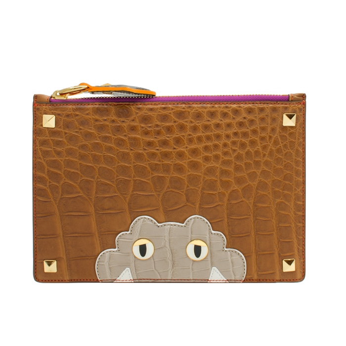 チビナイル マット クロコダイル ワニマルポーチ キャメル