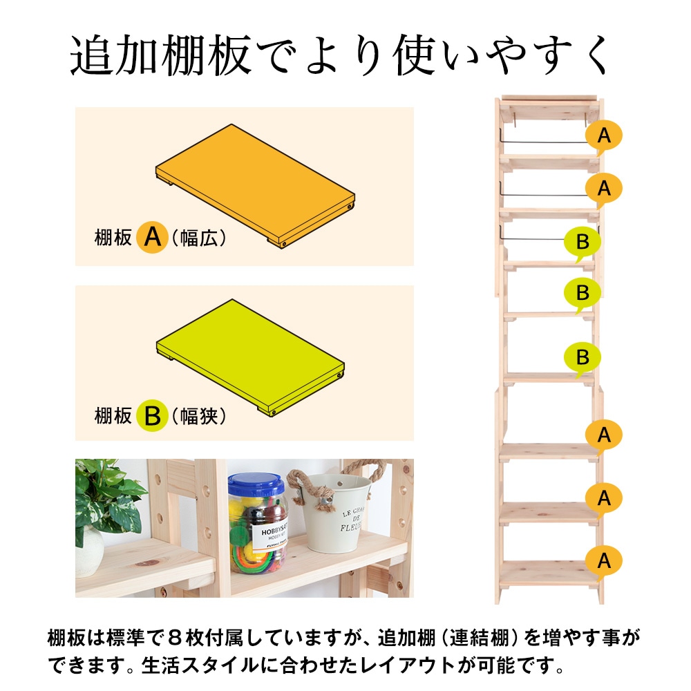 国産檜使った壁面収納。床から天井までぴったり収まる収納スペース。大