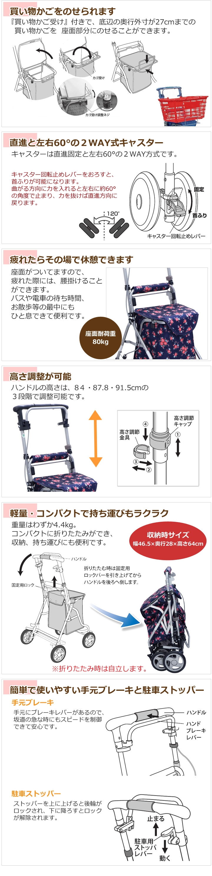 シルバーカーリズムRWC 316003【島製作所】 | シルバーカー歩行用品