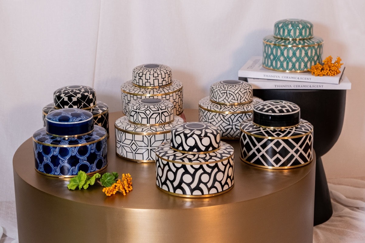 リゾート インテリア雑貨 セラミックボックス Ginger Jar Sサイズ