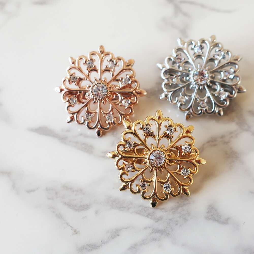 送料無料 日本製 透かし フラワー ブローチ K18 | ショールピン