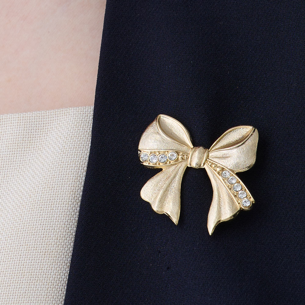 日本製 K18GP リボン モチーフ ブローチ | ショールピン・ブローチ