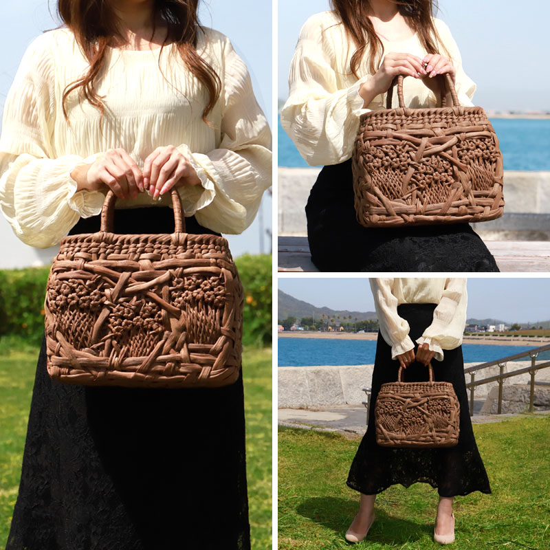 山葡萄 かごバッグ 1年保証付き 内布付き 日本産山葡萄皮 山ぶどう