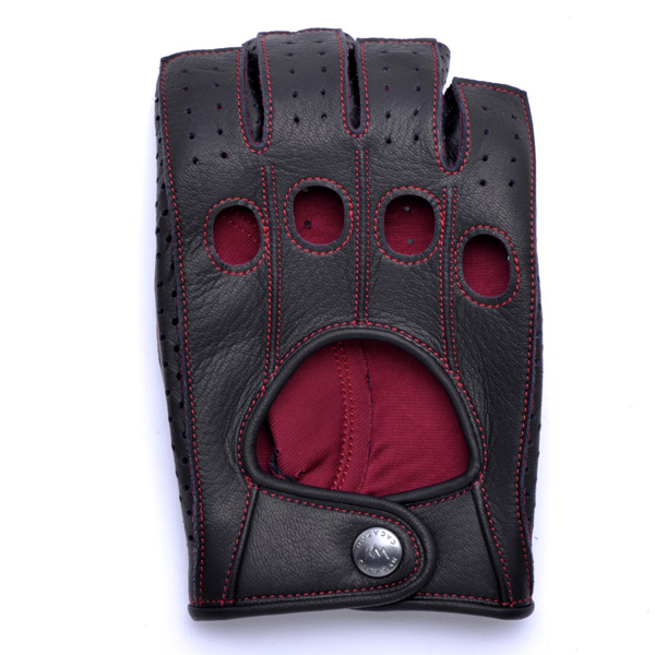 CACAZAN ドライビンググローブ DDR-071R(鹿革)ブラック×レッドL