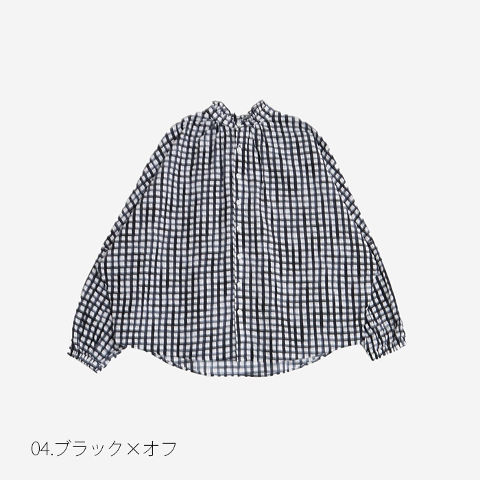 NARU(ナル) 60ローンリップルチェック チハヤシャツロングスリーブ