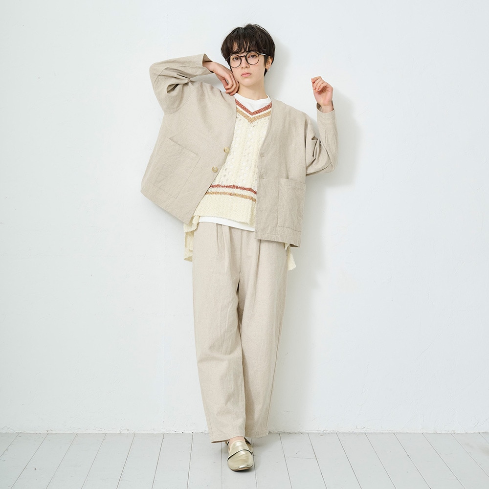 NARU(ナル) ソフトリネンコットンキャンバス ワイドスラックス 661817