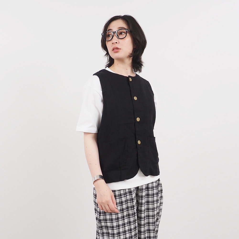 NARU(ナル) 60フレンチリネン フロントボタンベスト 663816 | ALL