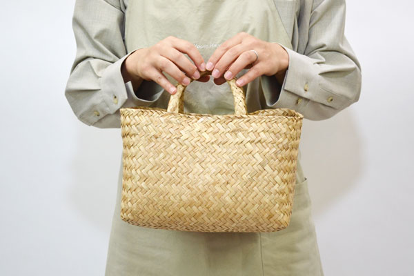 シーグラス かごバッグ L ナチュラル シーグラス 可愛い 四角型 軽くて