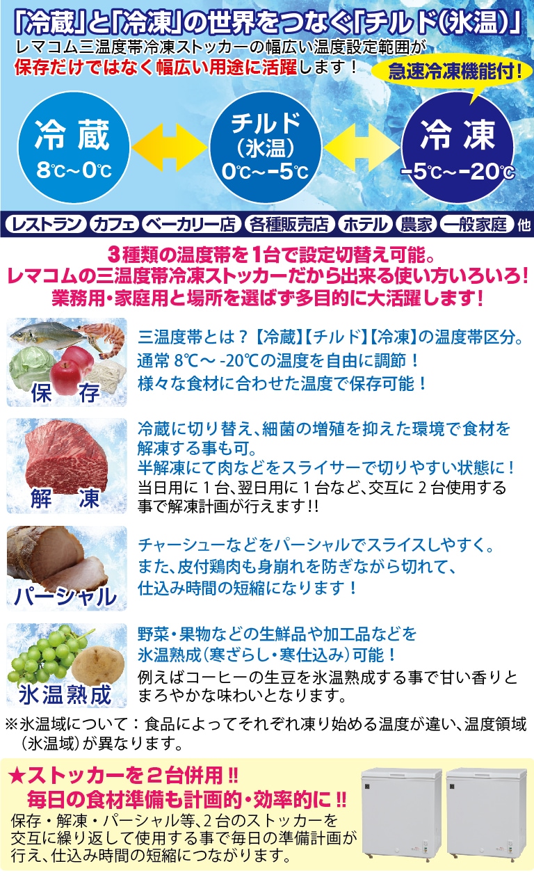 レマコム 三温度帯 冷蔵/チルド/冷凍ストッカー 399L RRS-399SF（業務