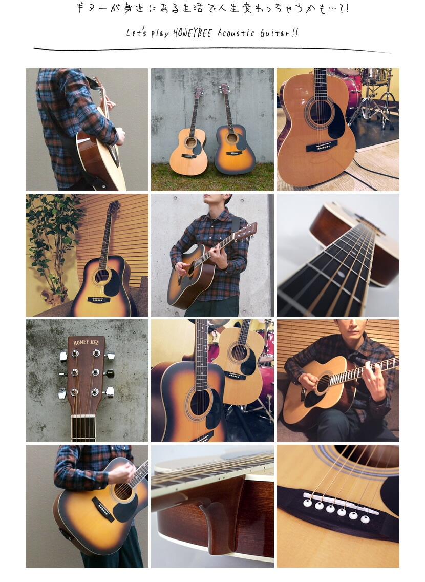 アコースティックギター HONEY BEE W-15/F-15/HJ-18 16点 初心者セット