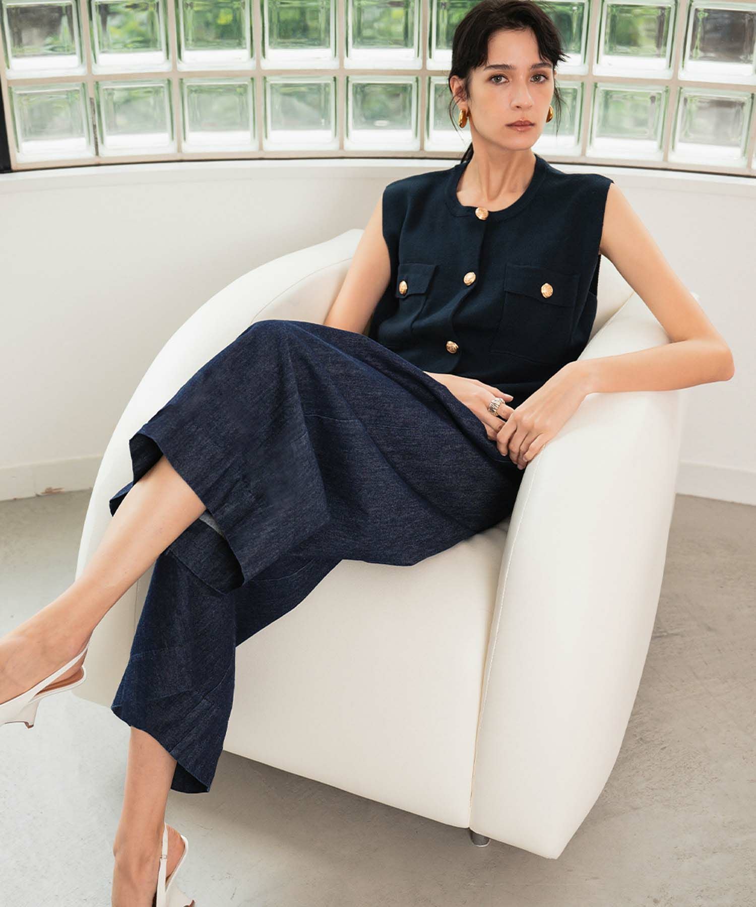 デイリー・カジュアル対応 | デニムタックガウチョパンツ - パーティー