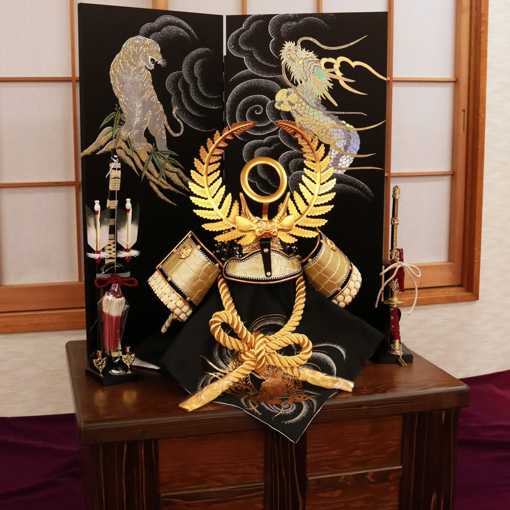 横幅66cm｜翠鳳作 着用収納兜飾り 戦国武将 徳川家康 金｜五月人形