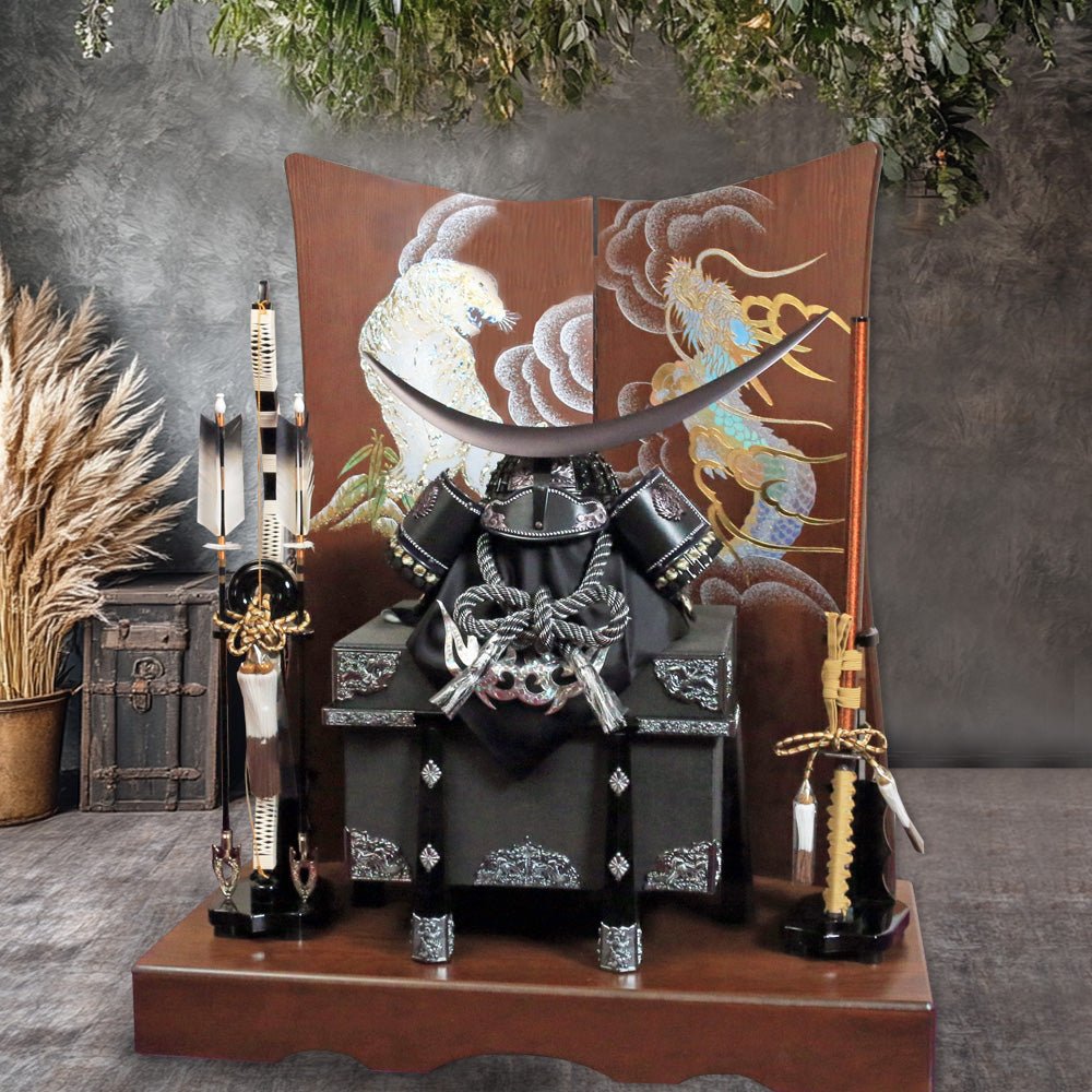 85cm Wide | Worn Helmet of Warrior Date Masamune, Black