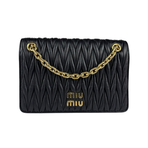 Miu Miu Miu shoulder bag handbag matelassé leather black ladies