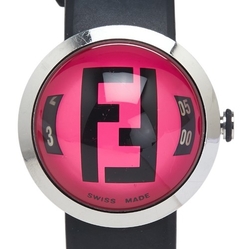 Fendi Bousra Watch 8010G Quartz Pink Dial Rubber Women's FENDI