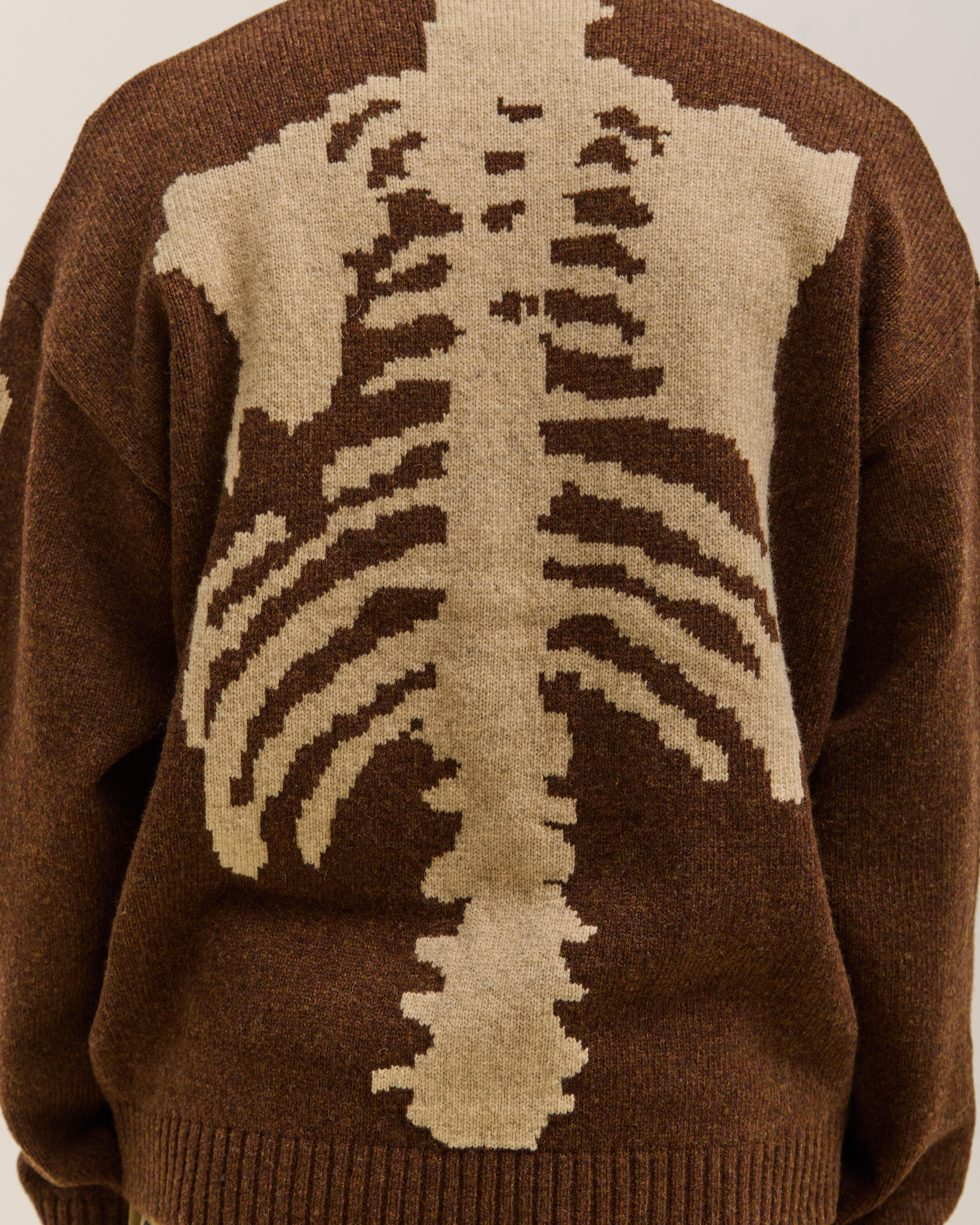 Kapital 5G Wool Bone Crew Sweater Unisex, Brown – Glasswing