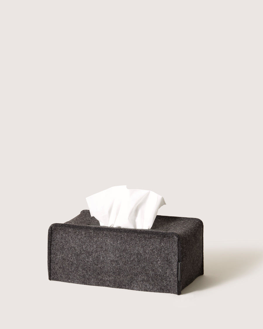 Large Merino Wool Tissue Box Cover in Charcoal | Graf Lantz